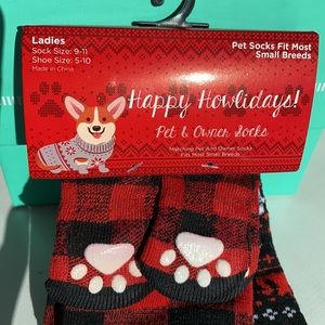 Matching Pet & Owner Socks 2 Pair of Ladies Shoe Sz 5-10, 1 Set of Dogs Included